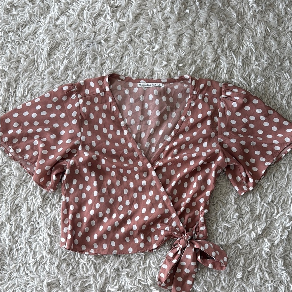 Abercrombie & Fitch Pink Flutter Sleeve Wrap Blouse